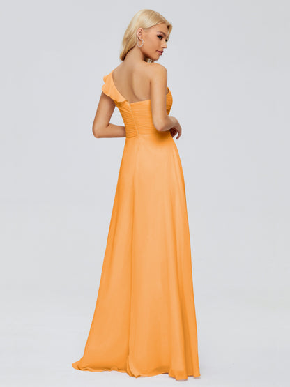 Kylie One-Shoulder Ruffles Chiffon Bridesmaid Dresses