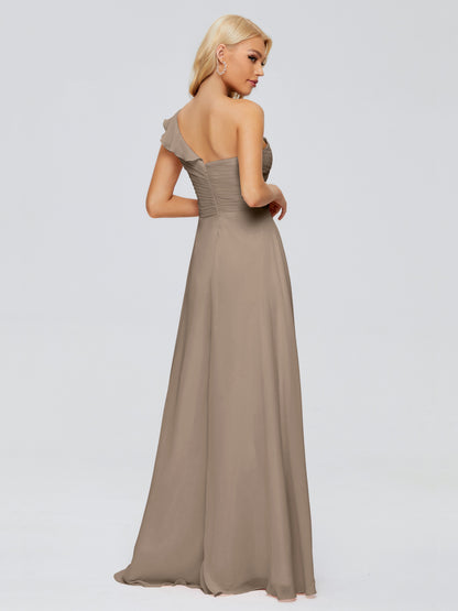 Kylie One-Shoulder Ruffles Chiffon Bridesmaid Dresses