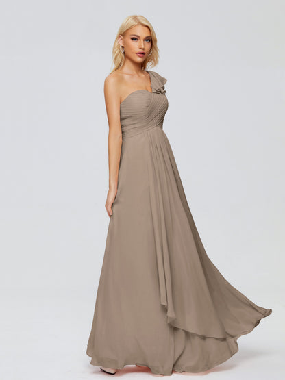 Kylie One-Shoulder Ruffles Chiffon Bridesmaid Dresses