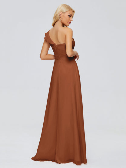 Kylie One-Shoulder Ruffles Chiffon Bridesmaid Dresses