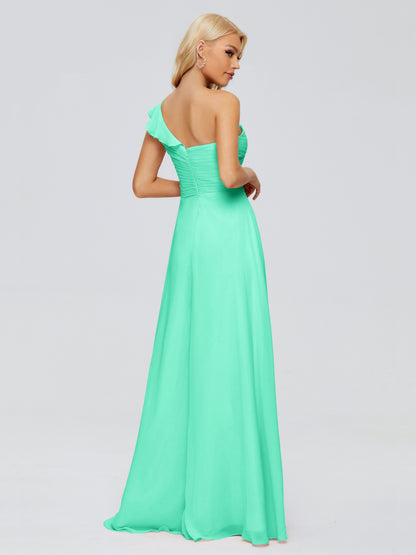 Kylie One-Shoulder Ruffles Chiffon Bridesmaid Dresses