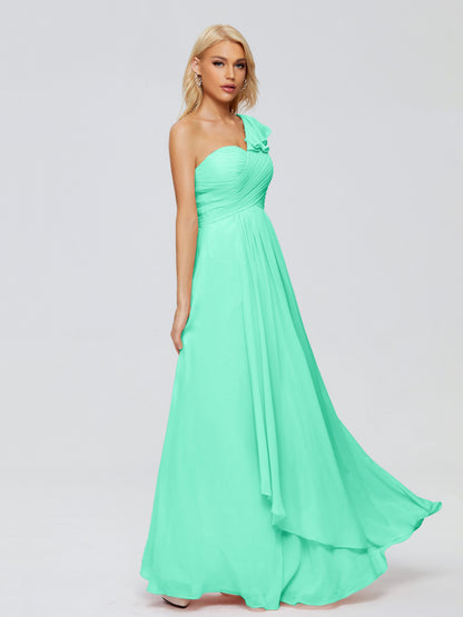 Kylie One-Shoulder Ruffles Chiffon Bridesmaid Dresses