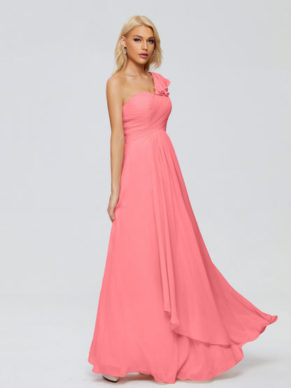 Kylie One-Shoulder Ruffles Chiffon Bridesmaid Dresses