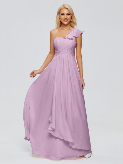 Kylie One-Shoulder Ruffles Chiffon Bridesmaid Dresses
