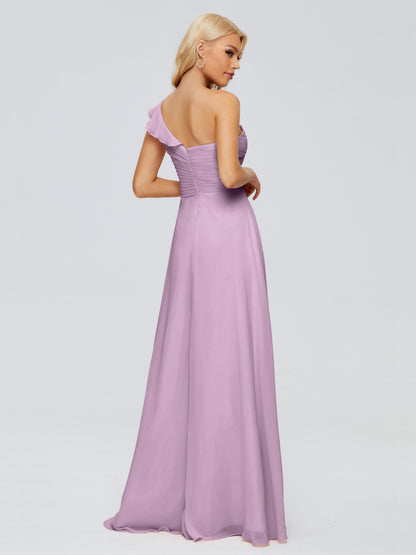 Kylie One-Shoulder Ruffles Chiffon Bridesmaid Dresses