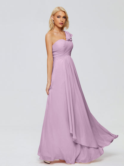 Kylie One-Shoulder Ruffles Chiffon Bridesmaid Dresses