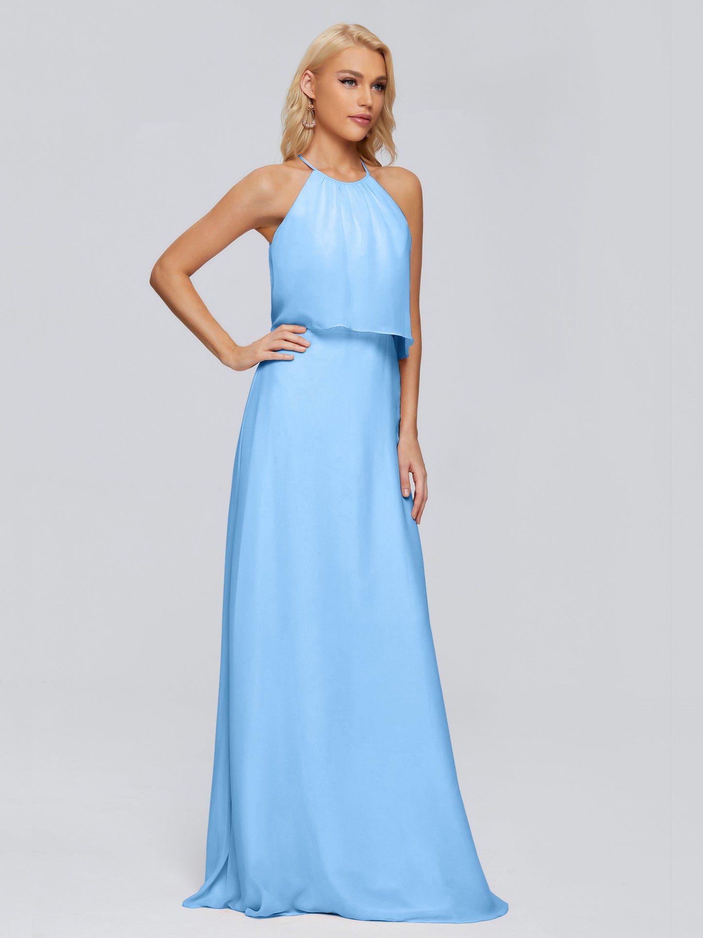 Liliana Column Halter Chiffon Bridesmaid Dresses