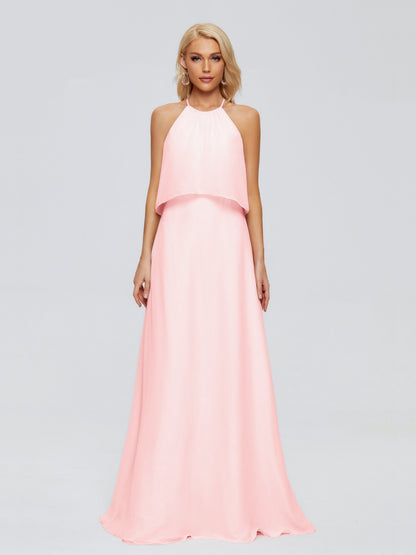 Liliana Column Halter Chiffon Bridesmaid Dresses