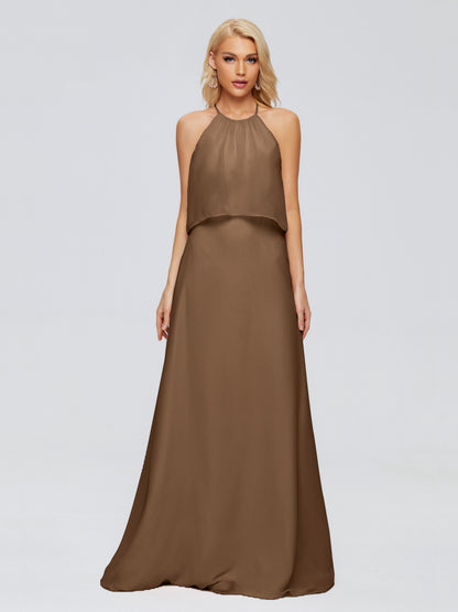 Liliana Column Halter Chiffon Bridesmaid Dresses
