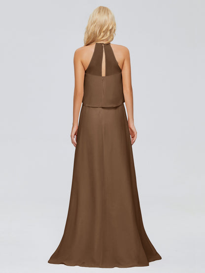 Liliana Column Halter Chiffon Bridesmaid Dresses