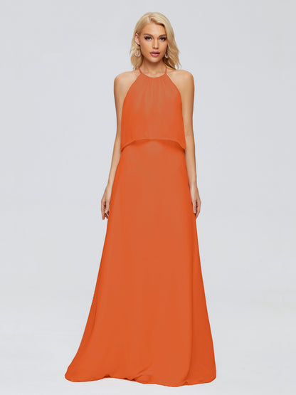 Liliana Column Halter Chiffon Bridesmaid Dresses