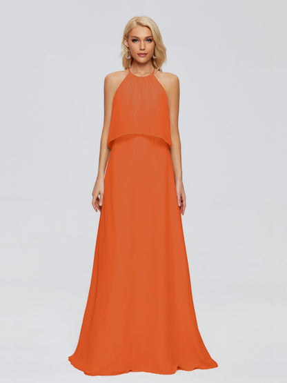 Liliana Column Halter Chiffon Bridesmaid Dresses