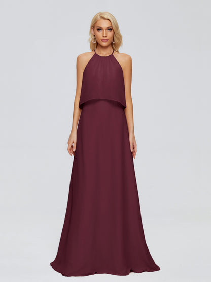 Liliana Column Halter Chiffon Bridesmaid Dresses