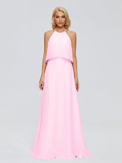 Liliana Column Halter Chiffon Bridesmaid Dresses