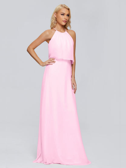 Liliana Column Halter Chiffon Bridesmaid Dresses
