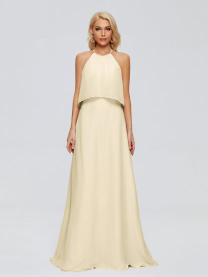 Liliana Column Halter Chiffon Bridesmaid Dresses