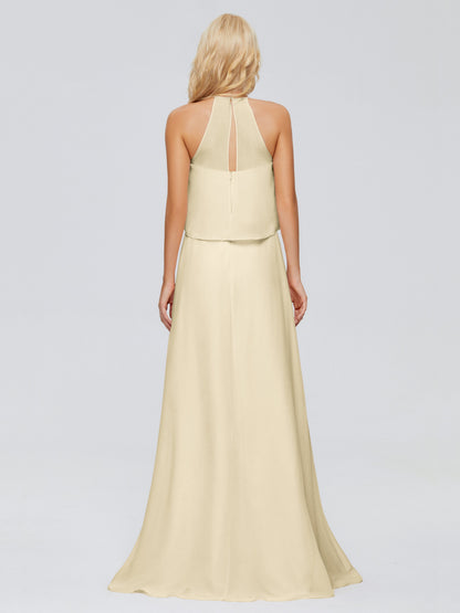 Liliana Column Halter Chiffon Bridesmaid Dresses