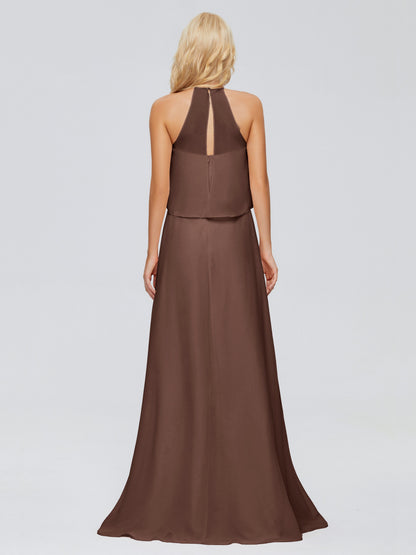 Liliana Column Halter Chiffon Bridesmaid Dresses