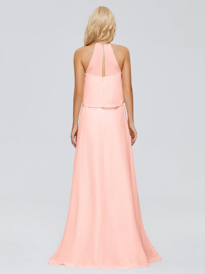 Liliana Column Halter Chiffon Bridesmaid Dresses