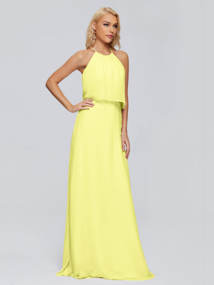 Liliana Column Halter Chiffon Bridesmaid Dresses
