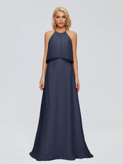 Liliana Column Halter Chiffon Bridesmaid Dresses