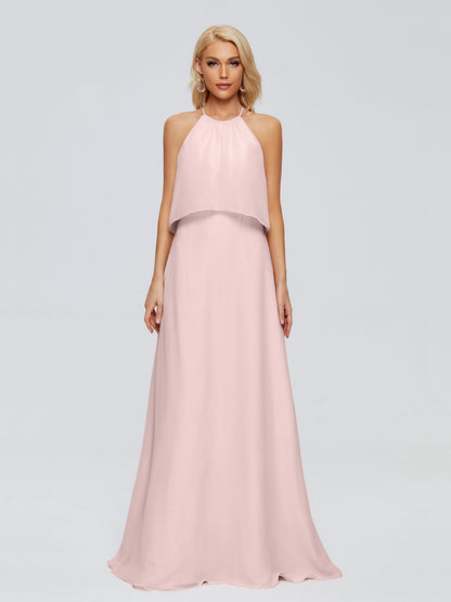 Liliana Column Halter Chiffon Bridesmaid Dresses