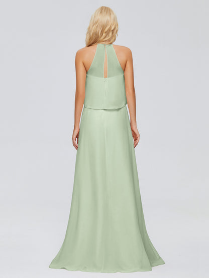 Liliana Column Halter Chiffon Bridesmaid Dresses