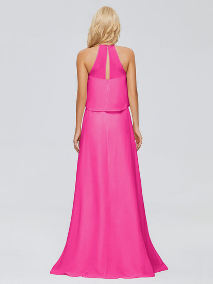 Liliana Column Halter Chiffon Bridesmaid Dresses