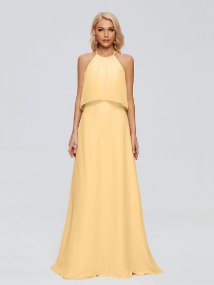 Liliana Column Halter Chiffon Bridesmaid Dresses