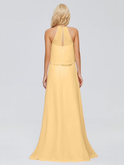 Liliana Column Halter Chiffon Bridesmaid Dresses