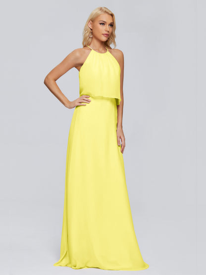 Liliana Column Halter Chiffon Bridesmaid Dresses