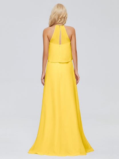Liliana Column Halter Chiffon Bridesmaid Dresses