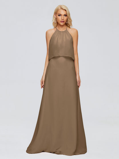 Liliana Column Halter Chiffon Bridesmaid Dresses