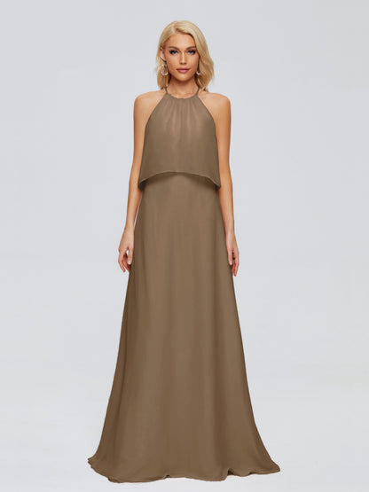 Liliana Column Halter Chiffon Bridesmaid Dresses