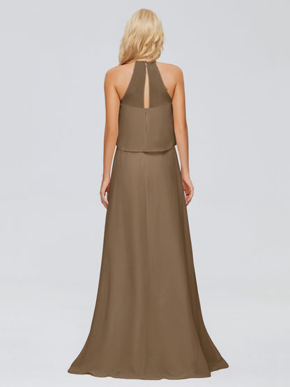 Liliana Column Halter Chiffon Bridesmaid Dresses