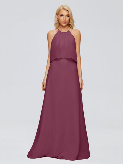 Liliana Column Halter Chiffon Bridesmaid Dresses
