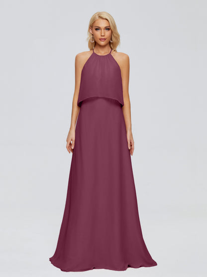 Liliana Column Halter Chiffon Bridesmaid Dresses
