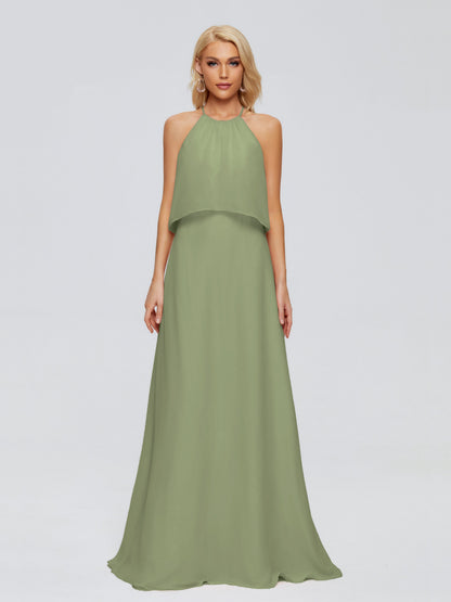 Liliana Column Halter Chiffon Bridesmaid Dresses