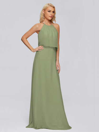 Liliana Column Halter Chiffon Bridesmaid Dresses