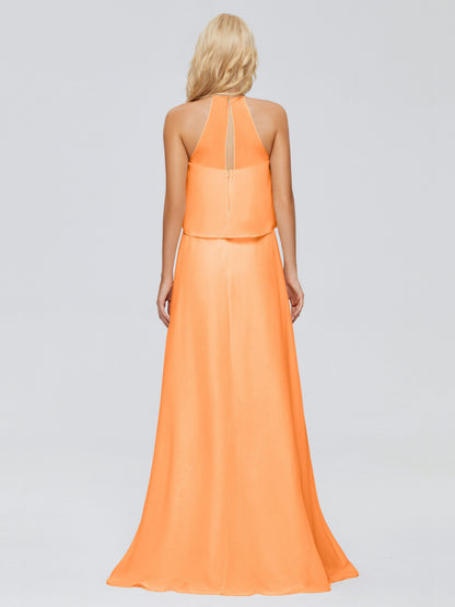 Liliana Column Halter Chiffon Bridesmaid Dresses