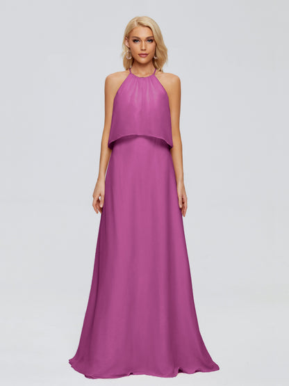Liliana Column Halter Chiffon Bridesmaid Dresses