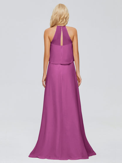 Liliana Column Halter Chiffon Bridesmaid Dresses