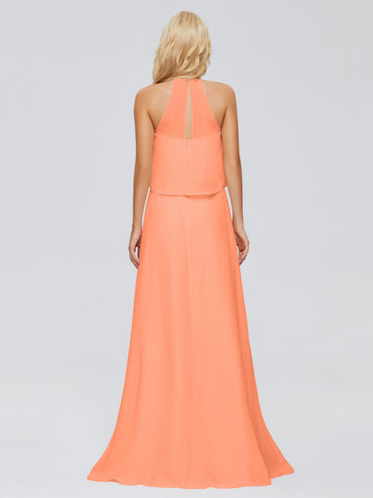 Liliana Column Halter Chiffon Bridesmaid Dresses