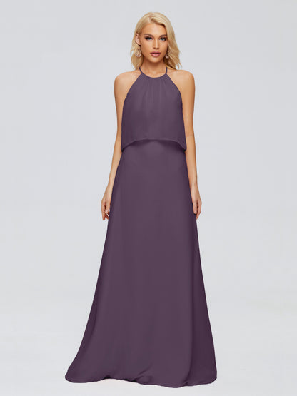 Liliana Column Halter Chiffon Bridesmaid Dresses