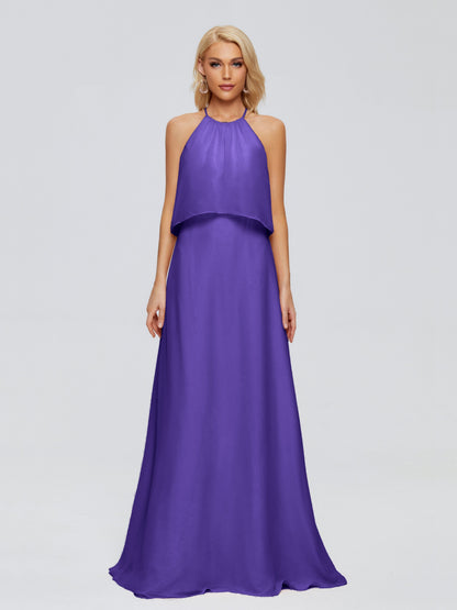 Liliana Column Halter Chiffon Bridesmaid Dresses