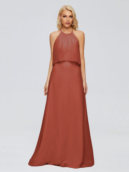 Liliana Column Halter Chiffon Bridesmaid Dresses