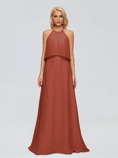 Liliana Column Halter Chiffon Bridesmaid Dresses
