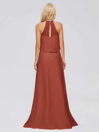 Liliana Column Halter Chiffon Bridesmaid Dresses