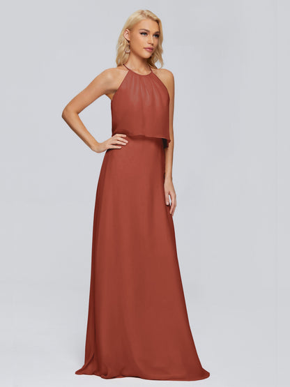 Liliana Column Halter Chiffon Bridesmaid Dresses