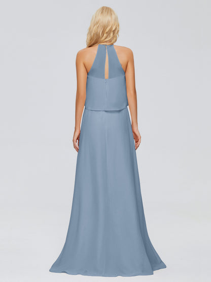Liliana Column Halter Chiffon Bridesmaid Dresses